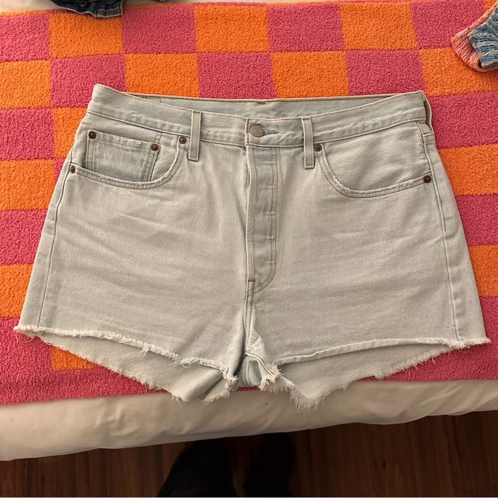 Levi's Blue Jean Shorts High-Waisted Distressed